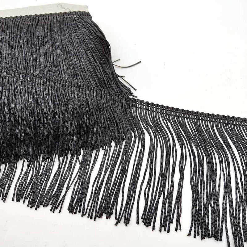 Lauthen.S 10 Yards of 3.5" Chainette Fringe Trim Tassel Sewing Trim for DIY Craft Latin Dress Lamp Shade Decoration Black - Image 3